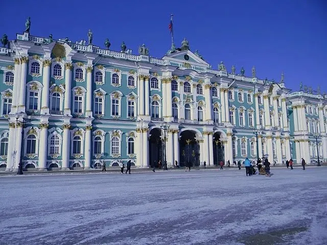 The Winter Palace on Palace Square in St Petersburg, Russia