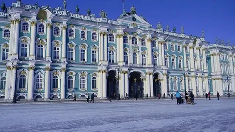 The Winter Palace on Palace Square in St Petersburg, Russia